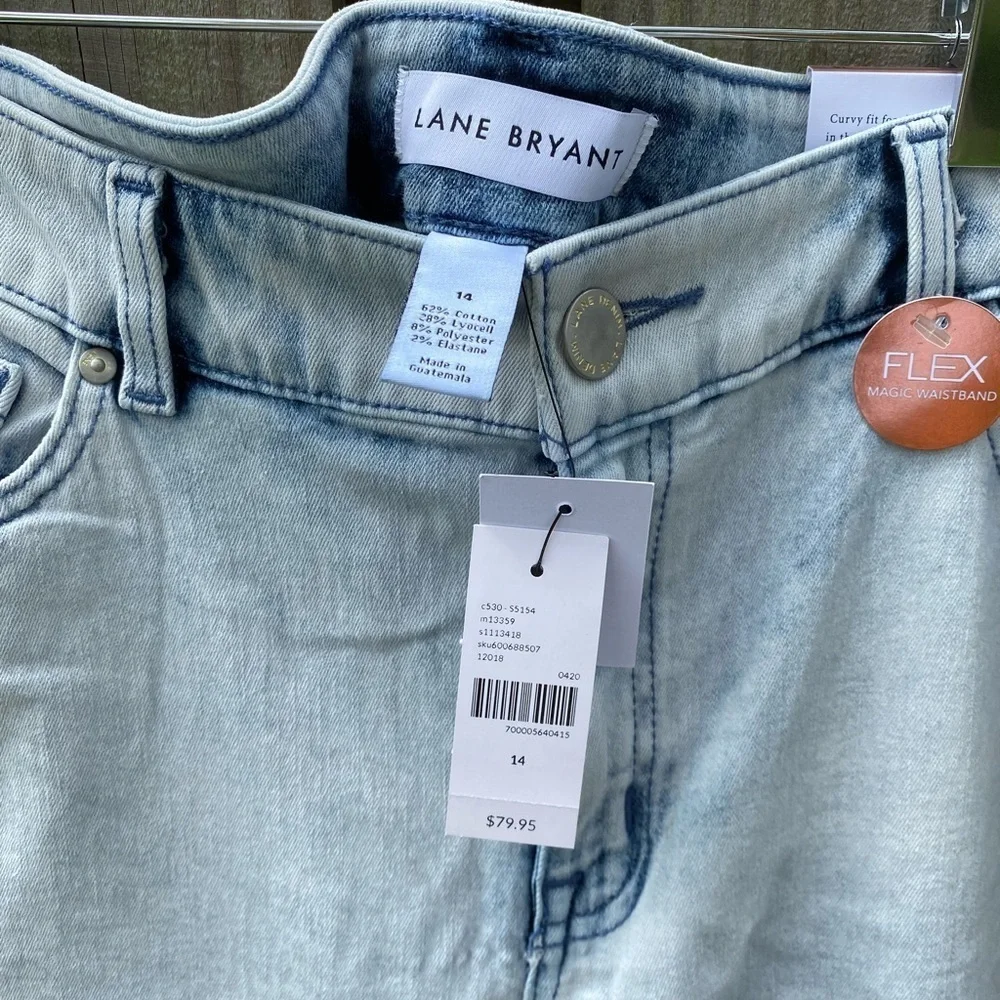 Lane Bryant Curvy Fit Acid Wash Pedal Jeans NWT